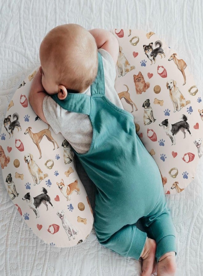 ZoUbqchY Watercolor Dogs Paws Heart Nursing Pillow Covers for Boy Girl Cute Dog Breeds Nursing Pillow Slipcovers for Breastfeeding Pillows Dogs Lovers Gift Soft Stretchy Removable Covers for Newborn Infant - Image 2